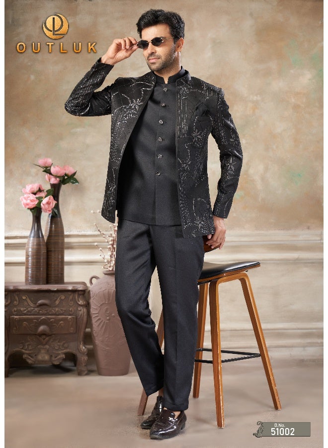 OUTLUK Black Jodhpuri Jacket for Men - Image 2